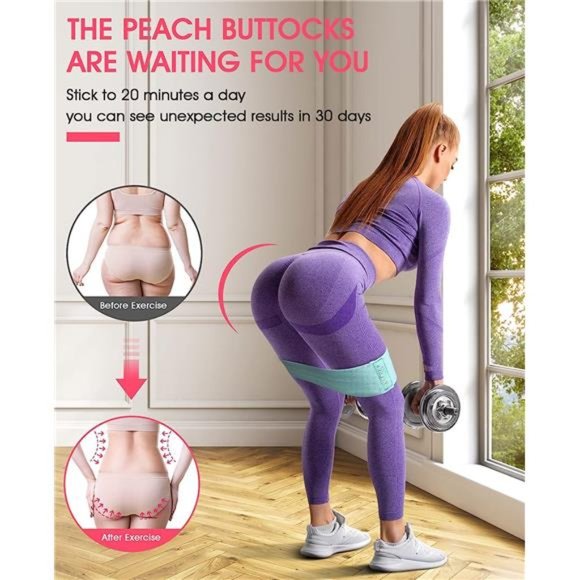 Resistance Bands Set -Booty & Legs Exercise Bands,Anti-Slip Fabric Stretch Bands - Picture 2 of 6